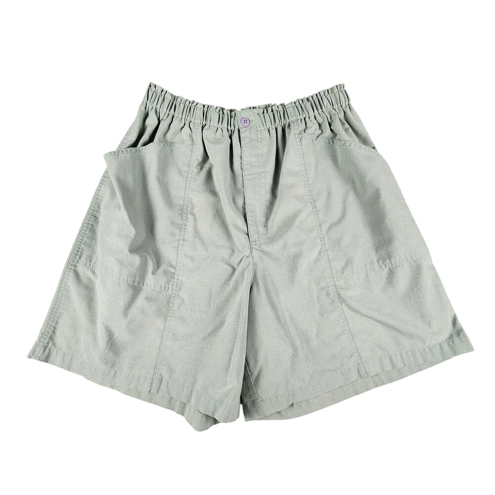 Dressbarn Shorts Womens 20W Green Elastic Waist Chino Relaxed Fit Casual Summer